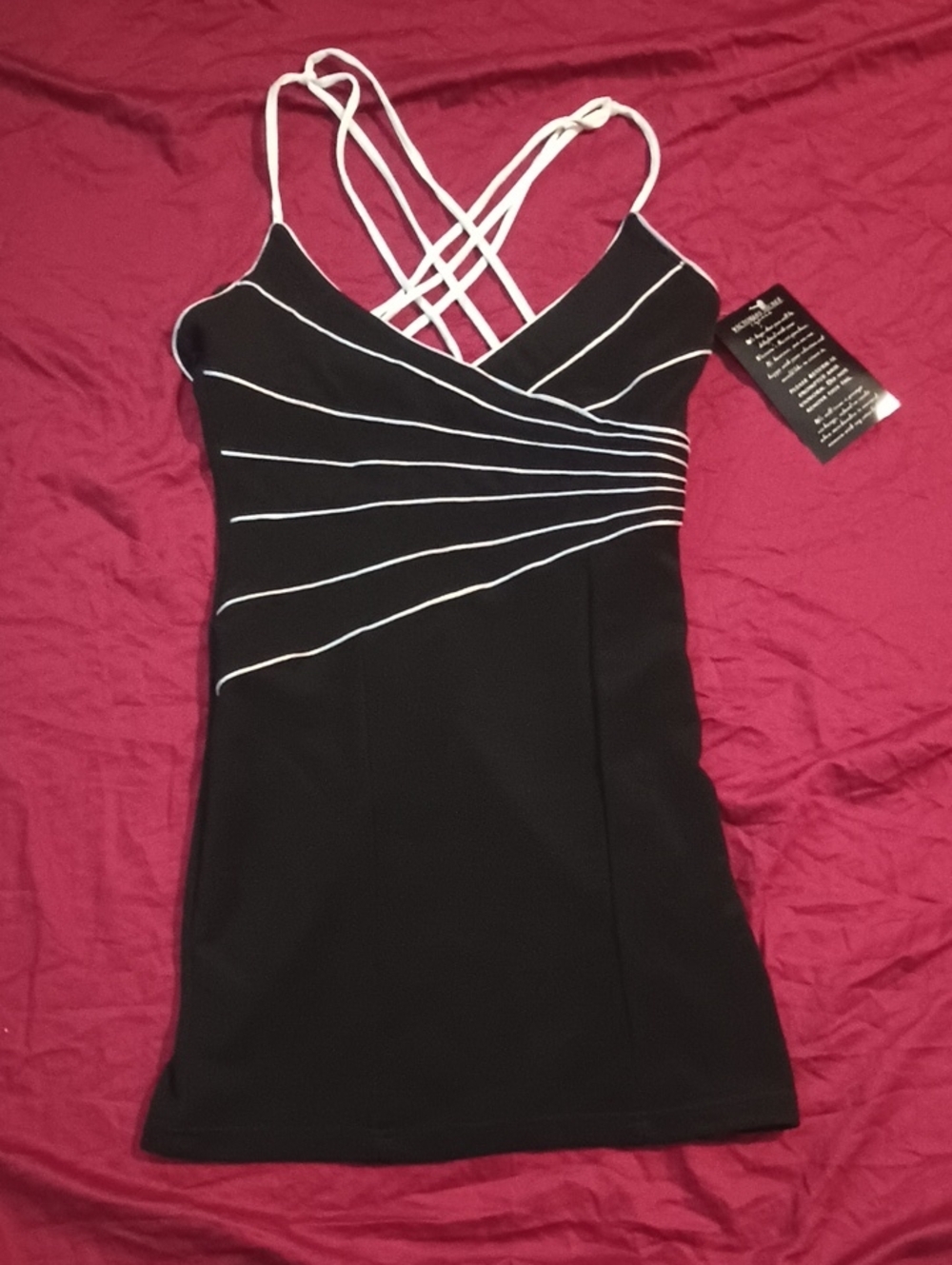 Hugo Buscati Black And White Dress Crisscross Straps Size 12 Victoria Secret NWT